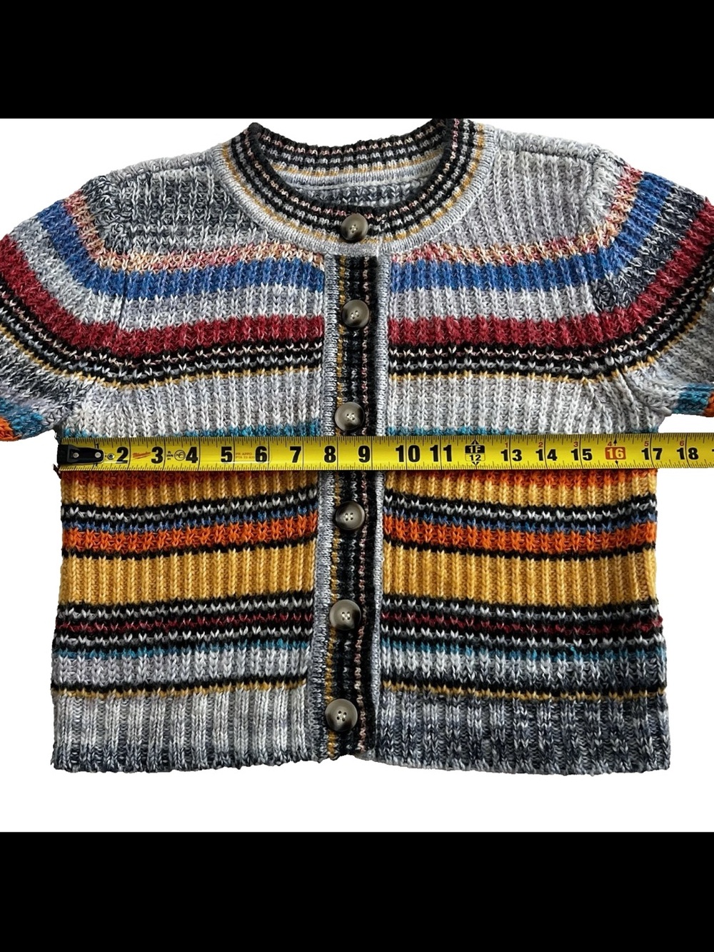 NWT Pilcro Anthropologie Ribbed Multi Stripe Cardigan Sweater M Wool Blend - Picture 8 of 8